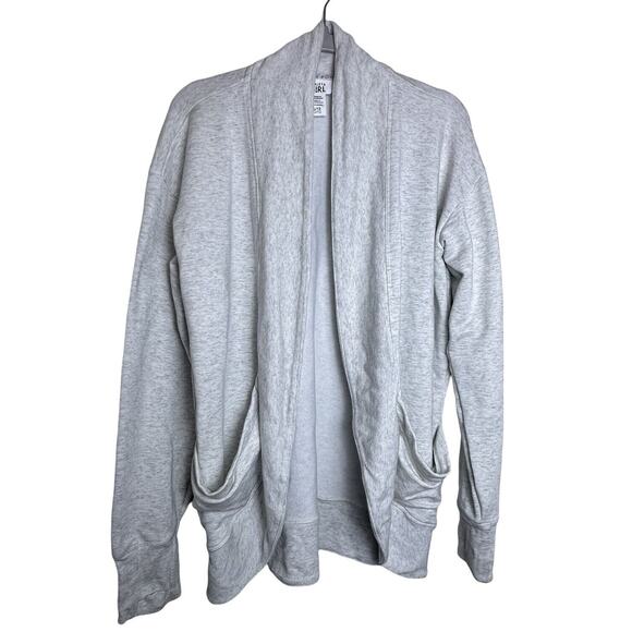 Athleta Girl Cardigan Fleece Open Front Thumbholes Heather Grey Soft Sz Large 12 - Picture 1 of 9